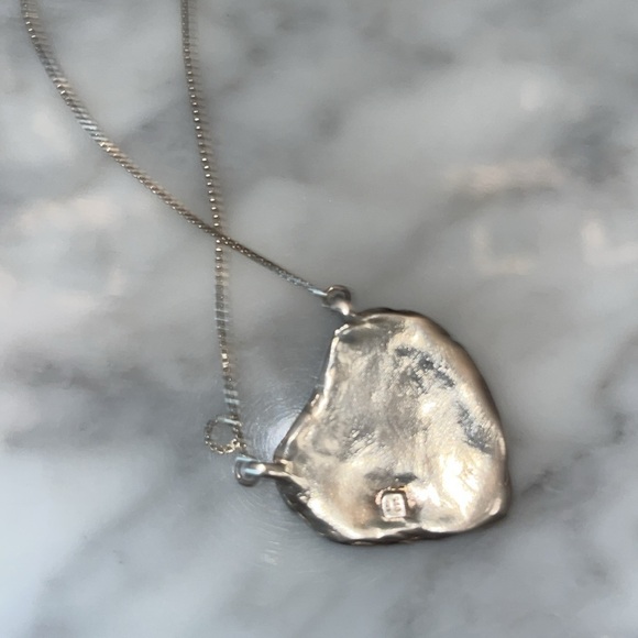 925 Sterling Silver heart necklace and chain 16 inches - Picture 5 of 5